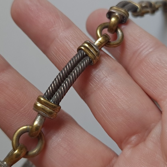 Vintage Mexico Sterling and Brass Necklace - Picture 5 of 7